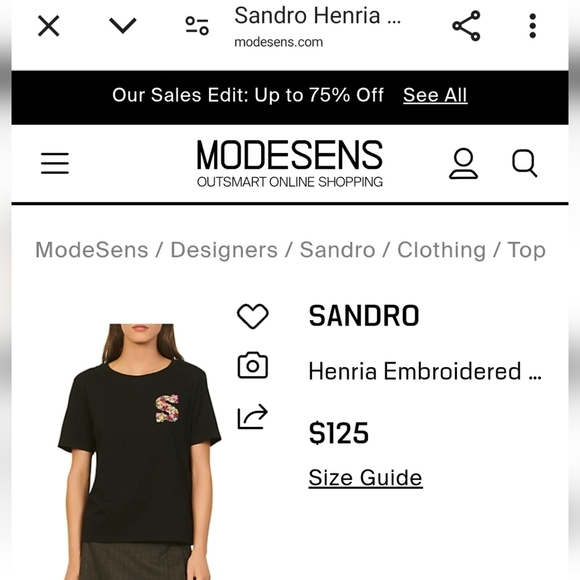 Sandro Henria Embroidered "S" Logo Tee Black T-Shirt Sandro 0 or XS - Picture 17 of 17